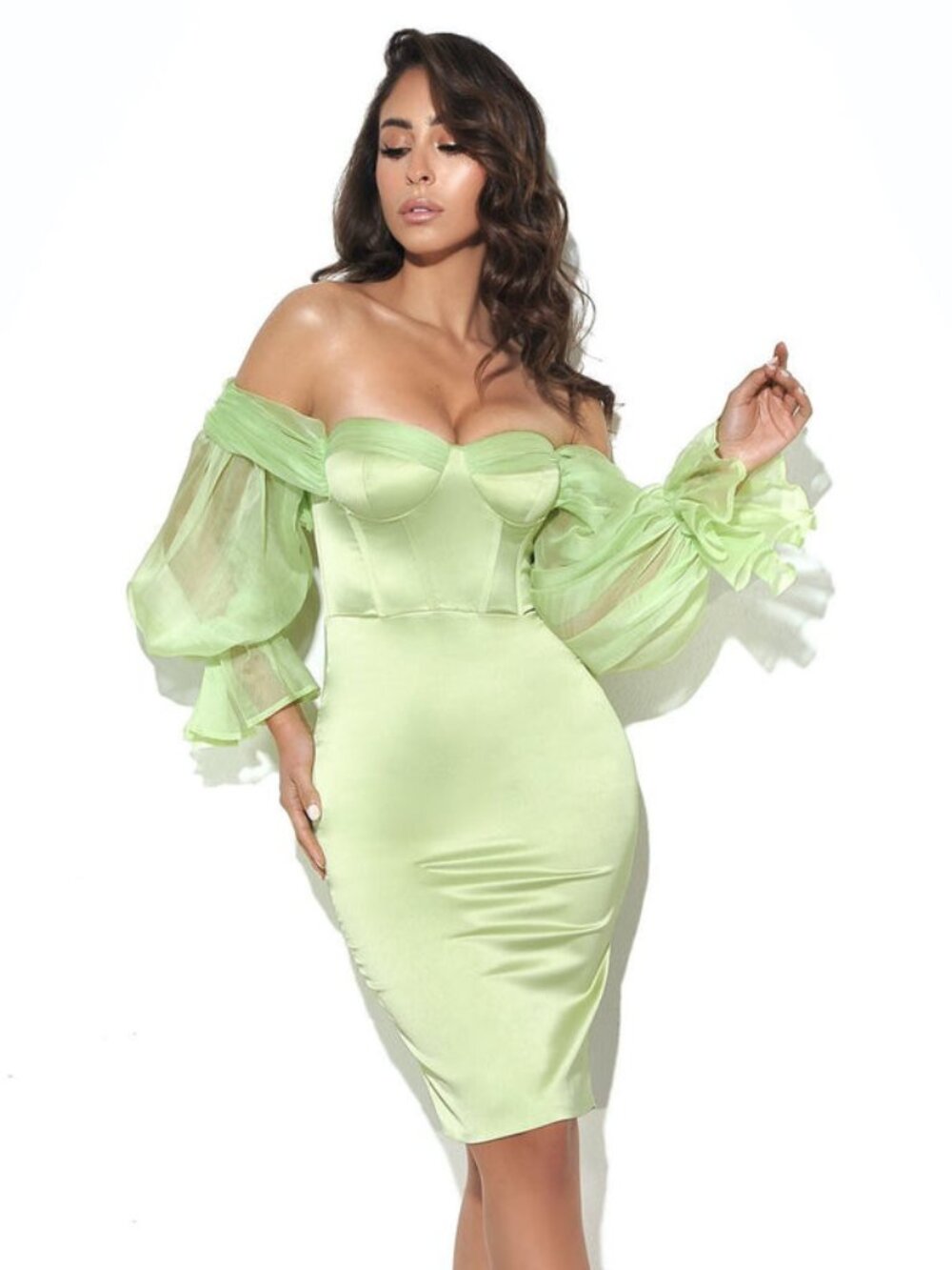 Satin Off the Shoulder Dress